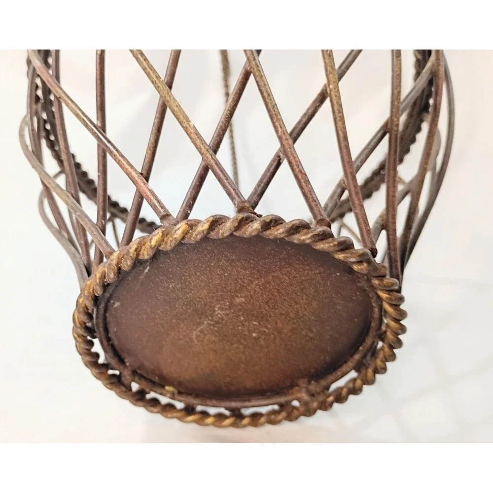 Heavy Braided Metal Basket Brown
